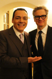 Igor Righetti con il premio Oscar Colin Firth, per il Premio Apoxiomeno, dedicato ad Alberto Sordi